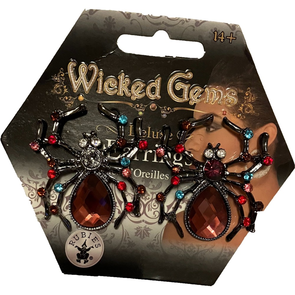 Rubies Wicked Gems Multicolor Spider Earrings Halloween Spooky Costume Jewelry
